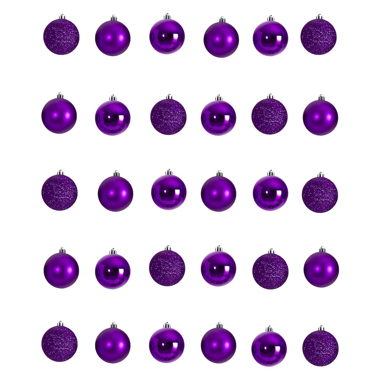 30ct. 2.5" Purple Shatterproof Christmas Ornaments